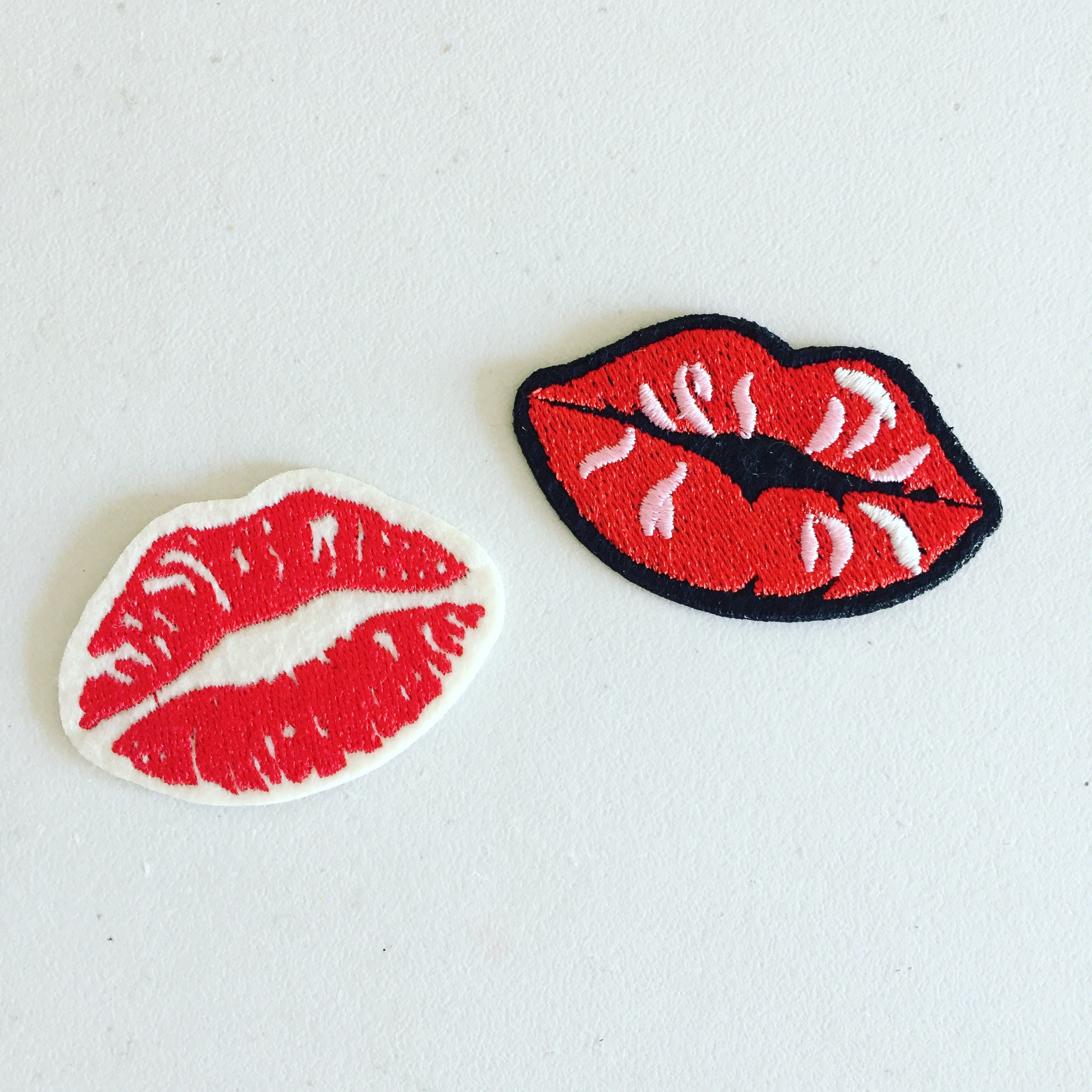 Red Lips Iron-on Patch: Embroidered Kiss Applique - Etsy