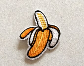 Banana Iron-On Patch, Tropical Fruit Badge, Pop Culture Banana Badge, DIY Embroidery, Embroidered Applique, 90s Nostalgia Gift, Quirky Gift