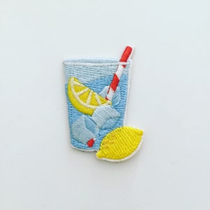 Lemonade Embroidered Stick-On Patch: Citrus Drink Applique