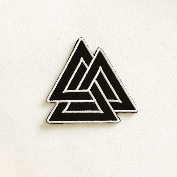 Valknut Norse Knot Iron-On Patch, Norse Mythology Iron-on Badge, Celtic Triangle Symbol Patch, Viking DIY Applique, Embroidered Applique