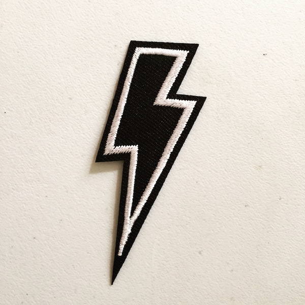 Thunderbolt Iron-On Patch, Lightning Bolt Badge, DIY Embroidery, Embroidered Applique, Pop Culture Gift