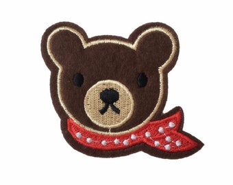Brown Teddy Bear Iron-On Patch: Embroidered Animal Applique