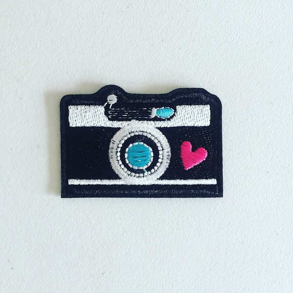 Photo Camera Iron-On Patch, Camera Badge, Decorative Patch, DIY Embroidery, Embroidered Applique, Photography Lover Gift