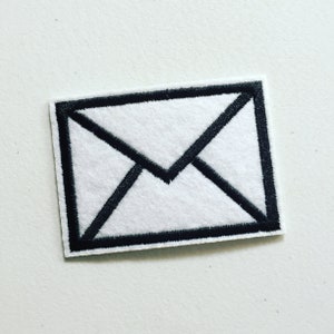 Parche termoadhesivo de sobre blanco, insignia de carta de correo, insignia de mensaje, parche de cultura pop de los años 90, bordado de bricolaje, parche de correo, regalo de escritor de amigo por correspondencia