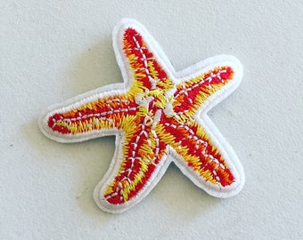 Starfish Iron-On Patch: Embroidered Sea Star Applique (55mm)