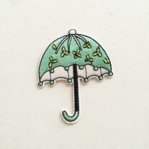 Umbrella Iron-On Patch, Umbrella Badge, Applique Motif, Decorative Patch, Sew On Patch, DIY Embroidery, Embroidered Applique