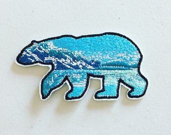 Polar Bear Iron-On Patch, Polar Bear Badge, Arctic Animal Patch, Decorative Patch, DIY Embroidery, Embroidered Applique, Bear Applique Motif