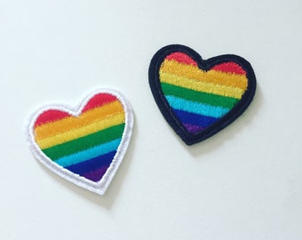 Écusson thermocollant coeur d'amour LGBTQ, insigne coeur drapeau LGBTQ, broderie à faire soi-même, applique brodée, cadeau bisexuel lesbien gay transgenre