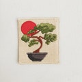 Bonsai Tree Iron-On Patch, Japanese Tree Badge, Japan Patch, DIY Embroidery, Embroidered Applique, Japanese Traditional Decorative Patch product logo