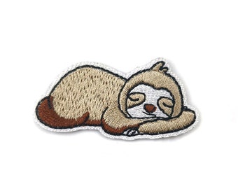 Sleepy Sloth Iron-On Patch, Kawaii Animal Badge, Kids Animal Decorative Patch, DIY Embroidery, Embroidered Applique, Sloth Lover Gift