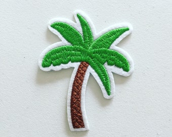 Tropical Palm Tree Badge, Palm Tree Iron-On Patch, Summer Badge, DIY Embroidery, Embroidered Applique, Summer Patch, Sew On Patch