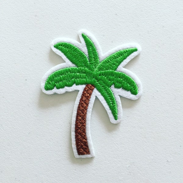 Tropical Palm Tree Badge, Palm Tree Iron-On Patch, Summer Badge, DIY Embroidery, Embroidered Applique, Summer Patch, Sew On Patch