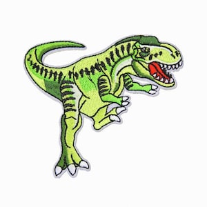 T-Rex Dinosaur Iron-On Patch: Embroidered Dino Applique