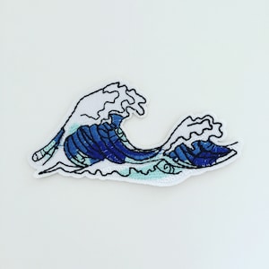 Great Wave Embroidery Patch Square Japanese Style Great Wave