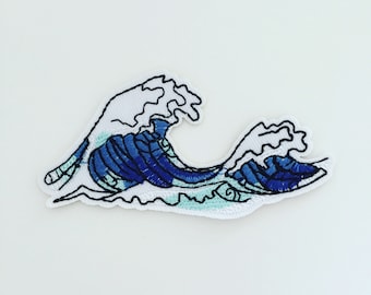 Sea Wave Iron-On Patch, Ocean Wave Badge, Surf Wave Patch, Decorative Patch, DIY Embroidery, Embroidered Applique, Surf Gift, Sea Lover Gift