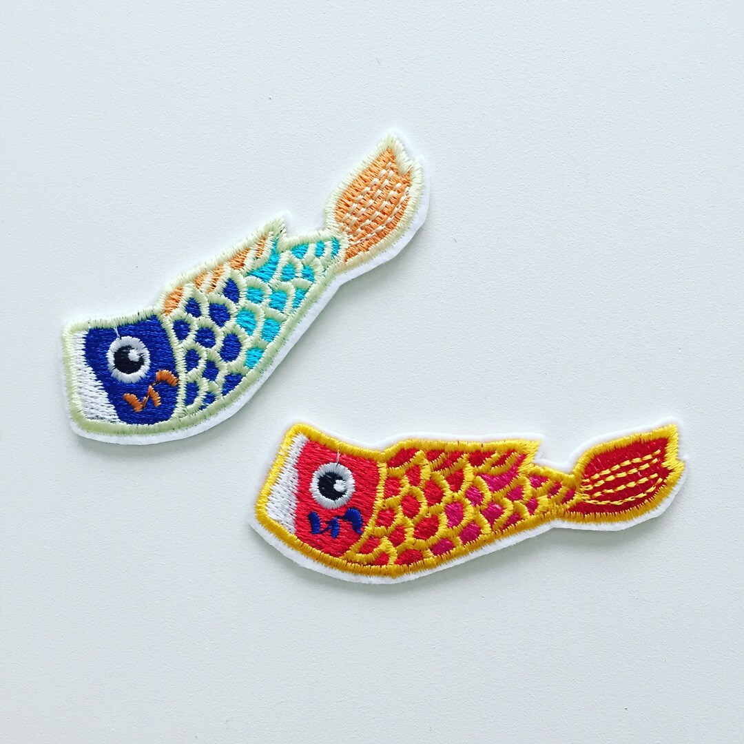 GK-O 2 Pcs Koi Fish Japanese Sew Iron On Patches Embroidered DIY Applique Black Carp - Foto 8