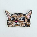 Peeping Cat Iron-On Patch: Embroidered Applique for Cat Lovers