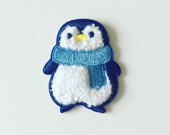 Chenille Penguin Iron-On Patch, Arctic Animal Badge, Penguin Badge, Decorative Patch, DIY Embroidery, Embroidered Applique, Penguin Gift