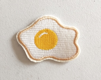 Egg Iron-On Patch, Quirky Kawaii Badge, Quirky Patch, DIY Embroidery, Embroidered Applique