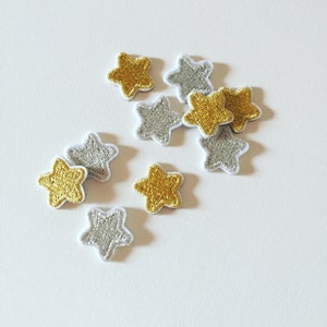 Tiny Silver/Gold Star Patch, Sparkling Star Badge, 90s Bling Star Badge, DIY Embroidery, Embroidered Star Applique, Pop Culture Gift