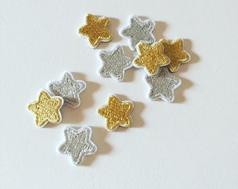 Tiny Silver/Gold Star Patch, Sparkling Star Badge, 90s Bling Star Badge, DIY Embroidery, Embroidered Star Applique, Pop Culture Gift