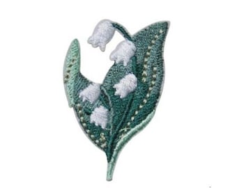 Écusson adhésif muguet, insigne fleur blanche, écusson décoratif floral, appliqué floral brodé, écusson amoureux des fleurs