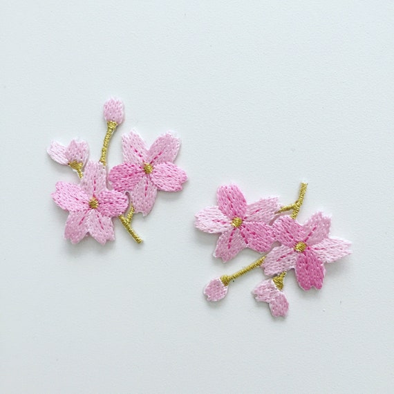 Cherry Blossom Iron-on Patch, Embroidered Flower Applique, Iron-on Flower  Patch, Decorative Patches