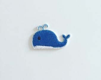 Whale Iron-On Patch, Blue Whale Badge, Marine Animal Patch, Kids Decorative Patch, DIY Embroidery, Embroidered Applique Motif, Whale Gift