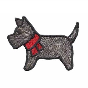 Schnauzer Hund Bügelbild: Gesticktes Hündchen Abzeichen