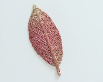 Herbst Walnuss Blatt Aufnäher: Gestickte Applikation (30 x 80 mm)