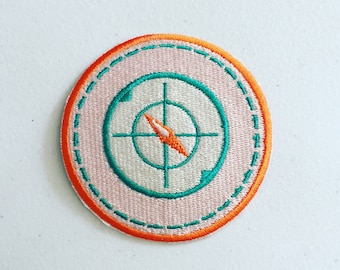 Compass Embroidered Patch: Hiking Adventure Applique (66mm)