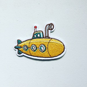Yellow Submarine Iron-On Patch, Submarine Music Badge, Kids Decorative Patches, DIY Embroidery, Embroidered Applique, 90s Pop Culture Gift