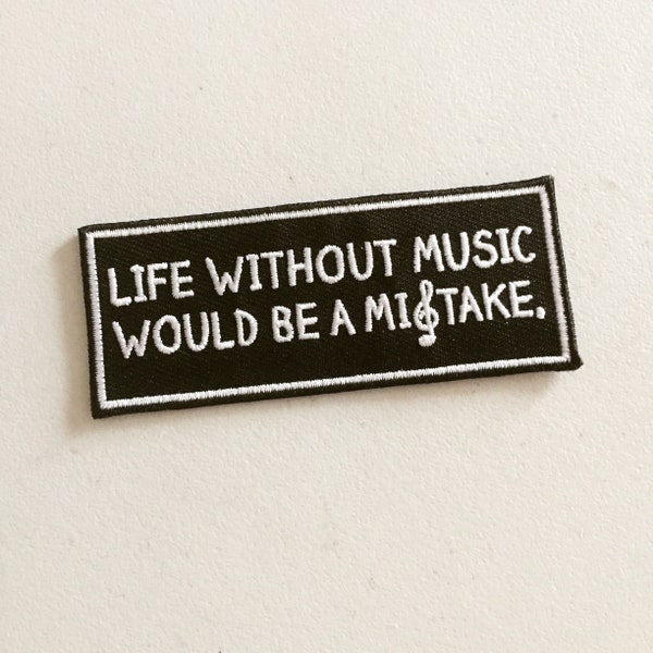 Music Quote Iron-On Patch, Music Lover Badge, Music Love Patch, DIY Embroidery, Embroidered Applique, Music Applique, Musician Gift