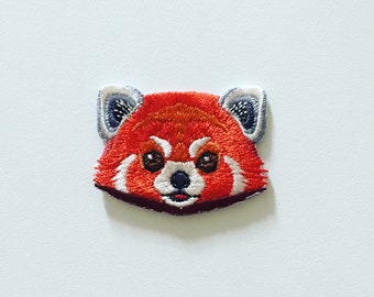 Red Panda Head Iron-On Patch, Red Panda Bear Badge, Animal Patch, Decorative Patch, Panda Bear Embroidered Applique, Red Panda Lover Gift