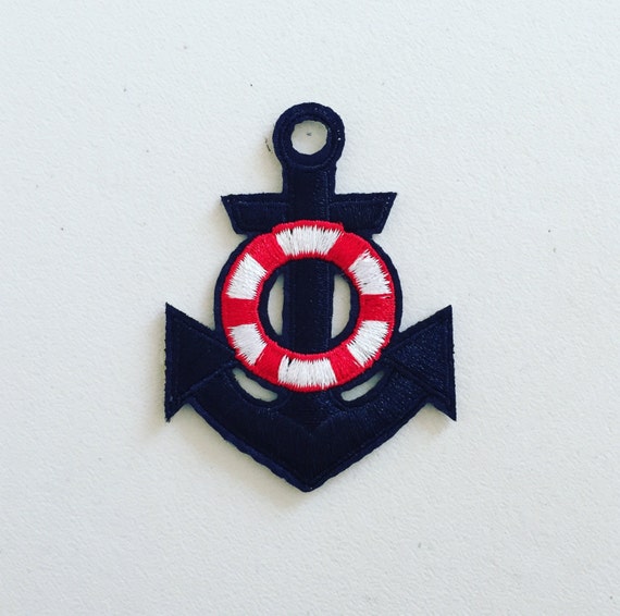 Toppa Termoadesiva Ricamata A Forma Di Ancora Marina 3x3,5 Cm - Ripara E Personalizza - 4