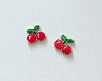 Tiny Cherry Stick-On Patch, Summer Fruit Patch, Cherries Badge, Fruity Cherries Patch, Cherry Embroidered Applique, Pop Culture Gift - 1pcs