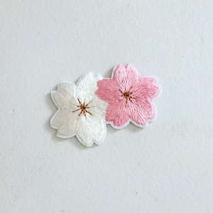 Double Sakura Flower Iron-On Patch: Pink & White Cherry Blossom Applique
