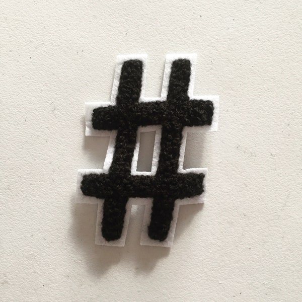 Hashtag Chenille Patch, Hashtag Sew-On Badge, Pop Culture Patch, 90s Nostalgia Patch, DIY Embroidery, Embroidered Applique, Applique Motif