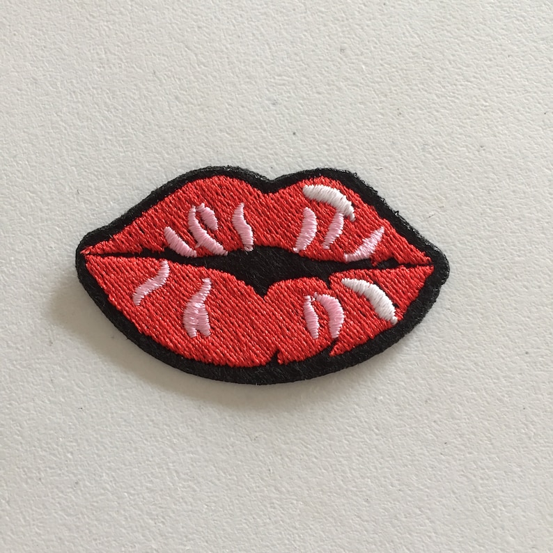 Red Lips Ironon Patch Kiss Mouth Patch Girly Badge DIY Etsy UK