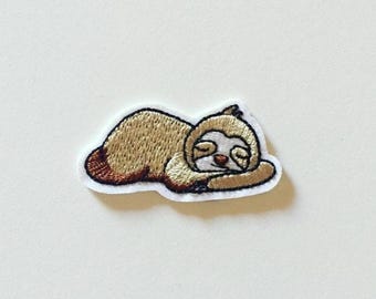 Sleepy Sloth Iron-On Patch: Kawaii Embroidered Applique