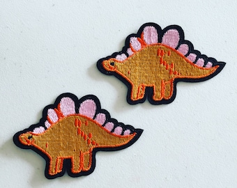 Dinosaur Iron-On Patch,  Stegosaurus Iron-On Badge, Dino Animal Patch, DIY Embroidery, Embroidered Applique, Dinosaur Lover Gift