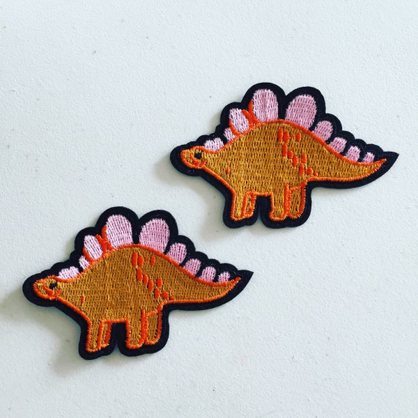 Dinosaur Iron-On Patch,  Stegosaurus Iron-On Badge, Dino Animal Patch, DIY Embroidery, Embroidered Applique, Dinosaur Lover Gift