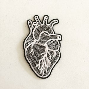 Anatomical Heart Iron-On Badge, Heart Patch, DIY Embroidery, Embroidered Applique, Decorative Patch, Anatomy Badge, Medical Student Gift