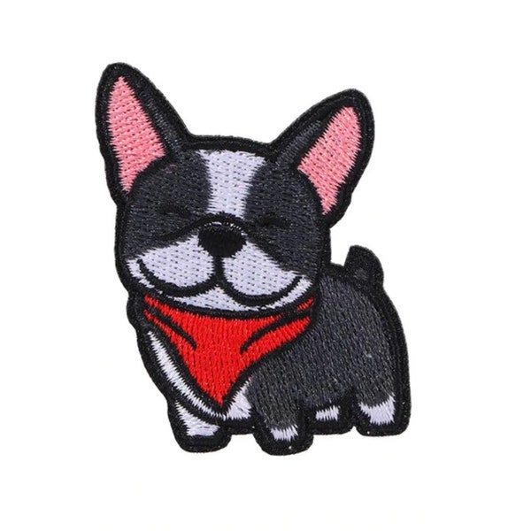 Frenchie Dog Patch, French Bulldog Iron-On Badge, Animal Patch, DIY Embroidery, Embroidered Applique, Dog Applique, Bulldog Gift