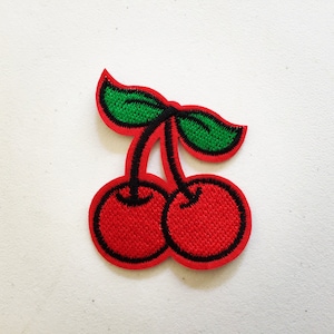 Cherries Iron-On Patch, Fruit Patch, Vintage Effect Patch, DIY Embroidery, Embroidered Applique, DIY Embroidery, Rockabilly Gift