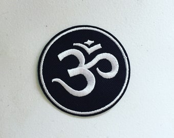 Om Iron-On Patch, Ohm/Aum Spiritual Symbol Badge, Yoga Patch, DIY Embroidery, Embroidered Badge, Embroidered Applique, Yoga Badge Gift