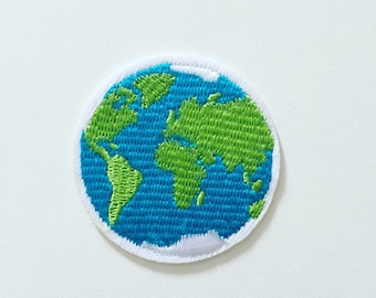 Parche termoadhesivo Planet Earth, insignia del planeta azul, parche Save The Planet, aplique espacial, bordado DIY, aplique bordado, regalo de cultura pop