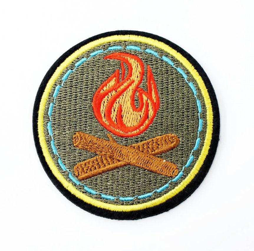 Campfire IronOn Patch Fire Flame Badge Camping Patch Etsy