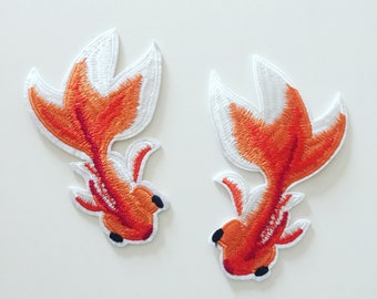 Écusson thermocollant poissons koi, insigne carpe koï, insigne poisson japonais, broderie à faire soi-même, appliqué brodé, cadeau poisson koi