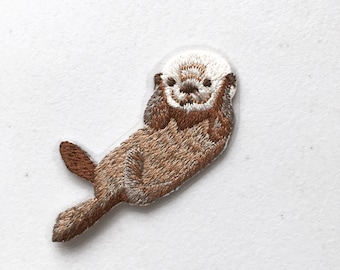 Otter Stick-On Patch, Kawaii Tier Abzeichen, Kinder Tier dekorative Aufnäher, DIY Stickerei, gestickte Applikation, Otter Liebhaber Geschenk